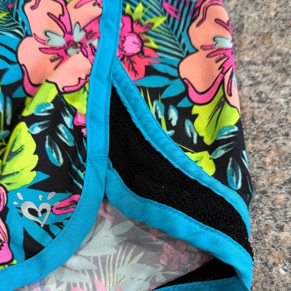Justice Floral Hawaiian Tropical print running shorts - size 12